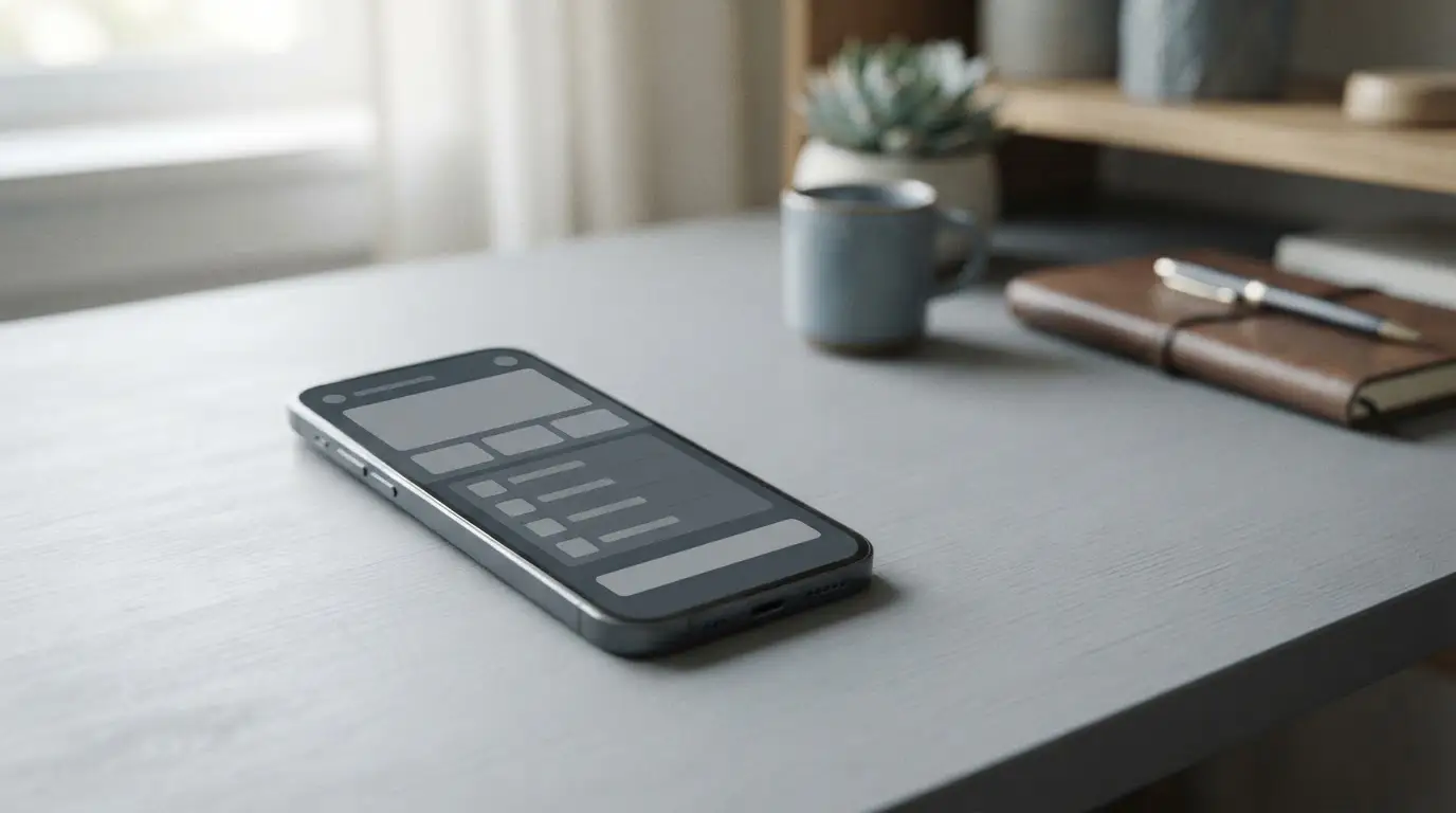 Smartphone mit Zimpler-Zahlungsschnittstelle auf neutralem Hintergrund