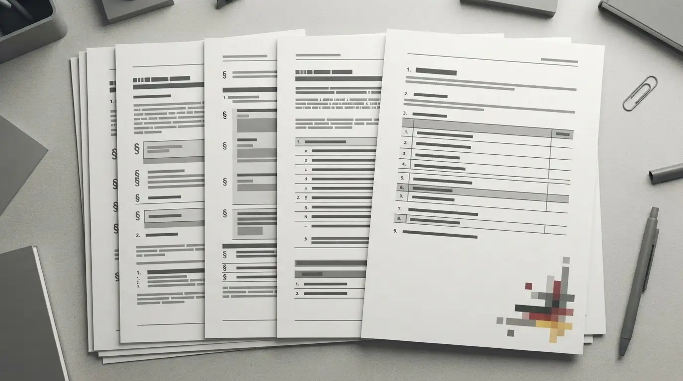 Offizielle Dokumente und Paragraphenzeichen als Symbol für Regulierung