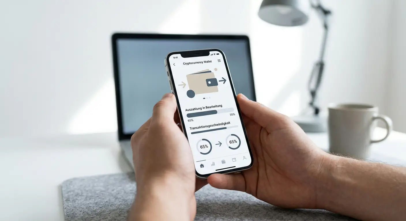 Smartphone mit abstrakter Krypto-Wallet-Oberfläche