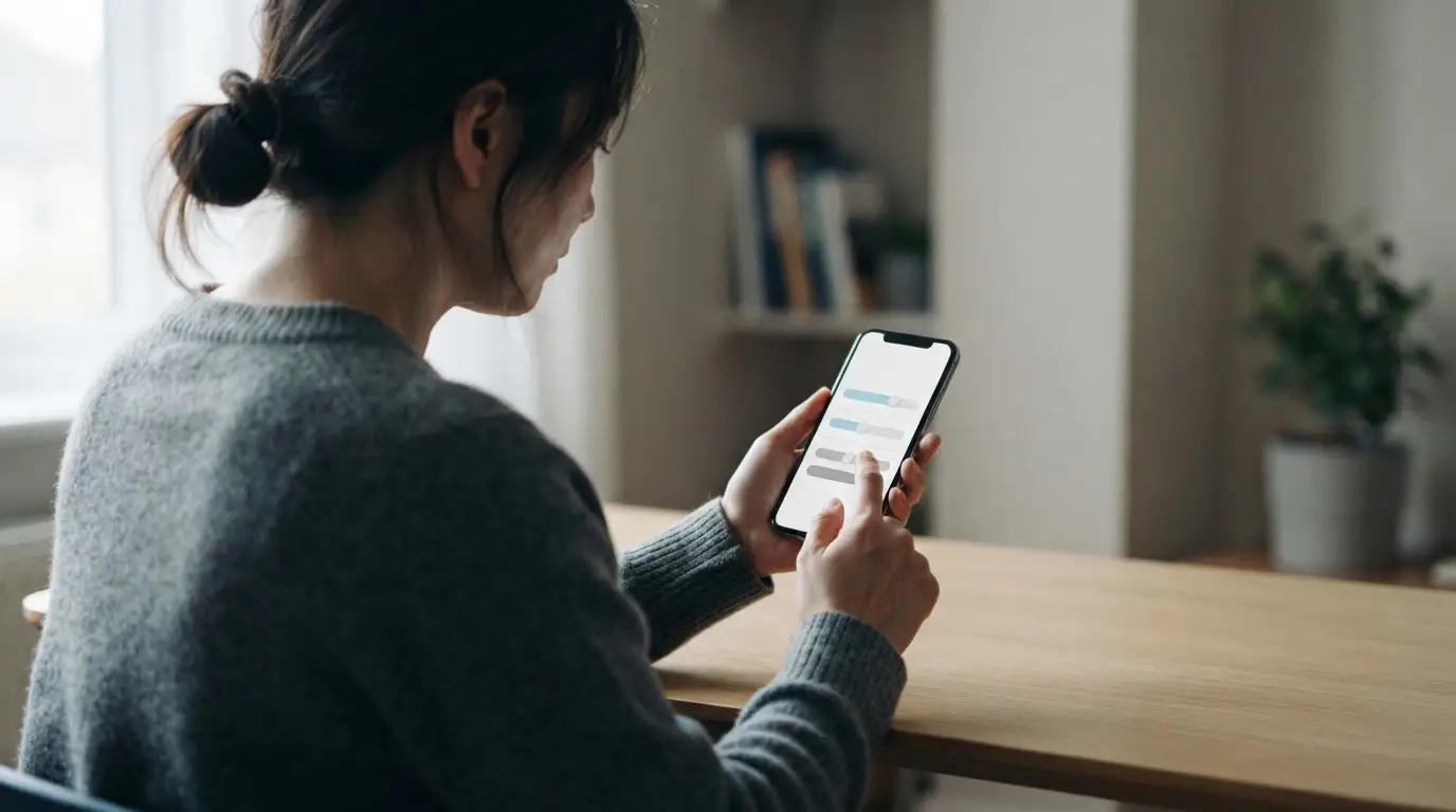 Person stellt Einzahlungslimit auf Smartphone ein, Ansicht von der Seite