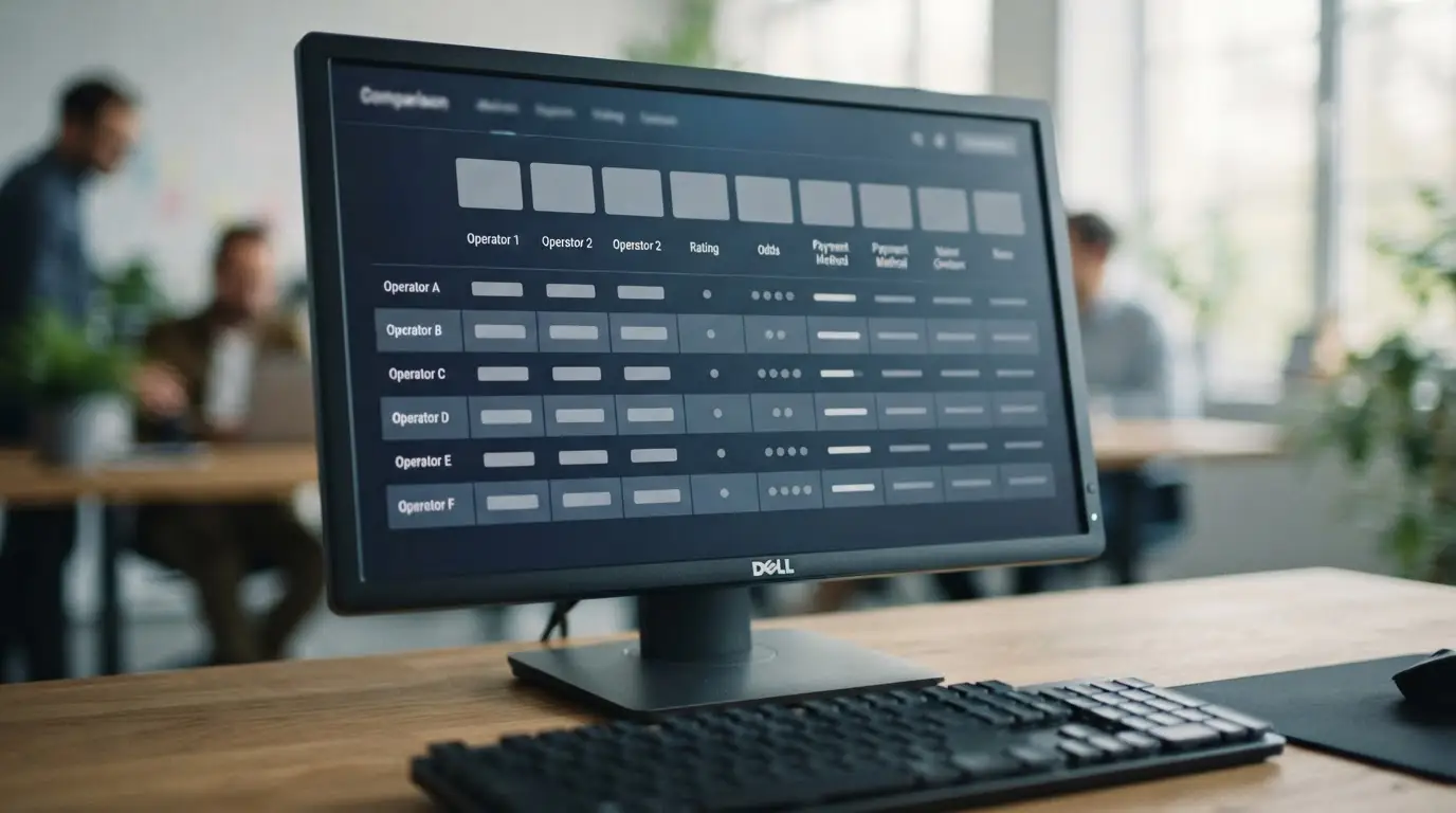 Detailansicht eines Vergleichs verschiedener Wettanbieter auf einem Monitor