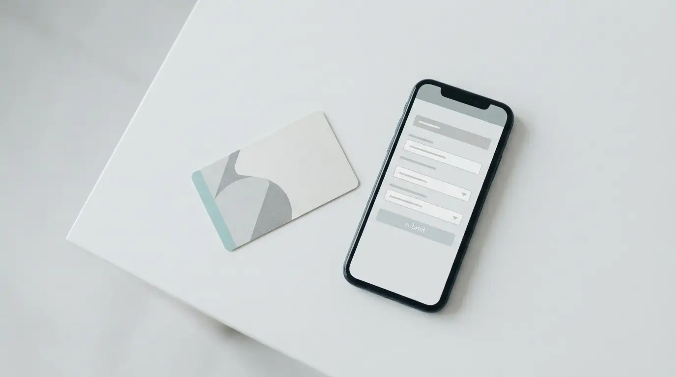 Neosurf-Prepaidkarte neben Smartphone mit abstrakter Zahlungsschnittstelle