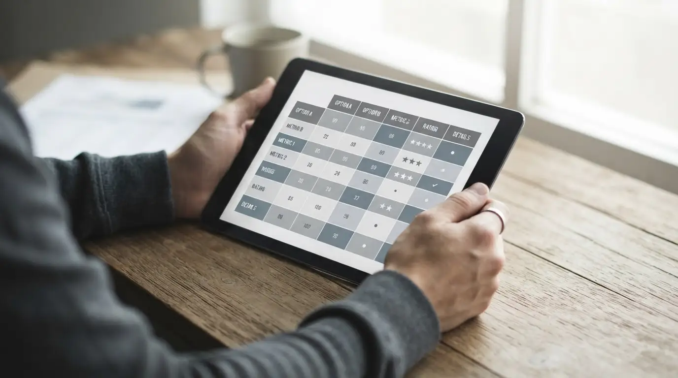 Vergleichstabelle verschiedener Wettanbieter auf Tablet-Bildschirm