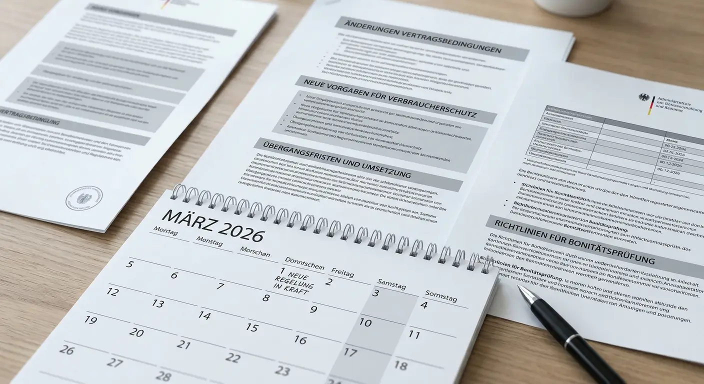 Dokumente und Kalender zeigen Änderungen der Schufa-Bewertung 2026