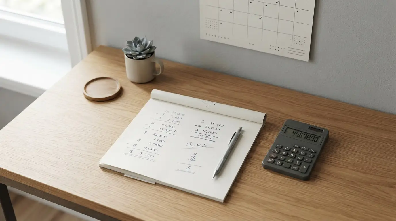 Saisonkalender und Taschenrechner für langfristige Kostenberechnung