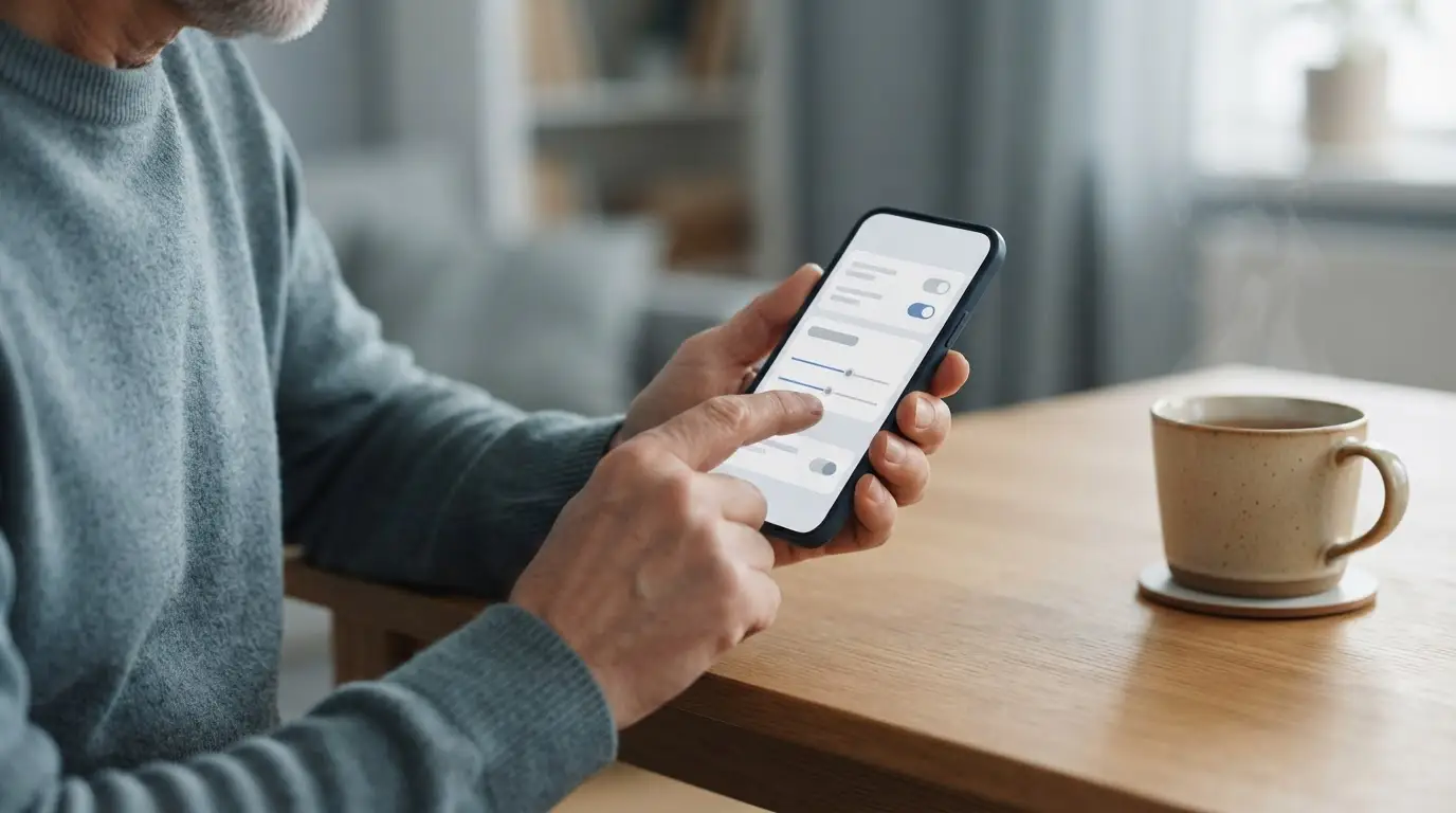 Person setzt Limits in einer Zahlungs-App zur Selbstkontrolle