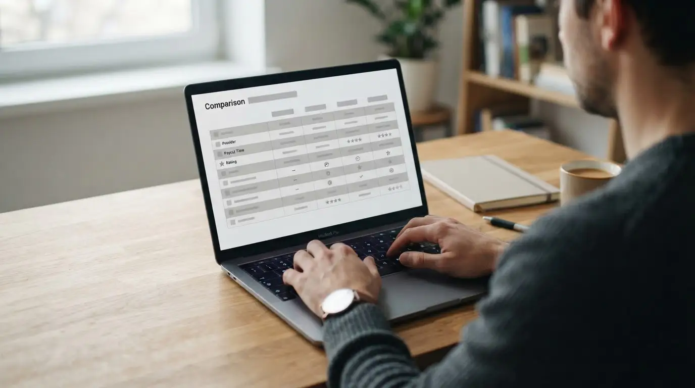 Vergleichstabelle verschiedener Wettanbieter auf Laptop-Bildschirm